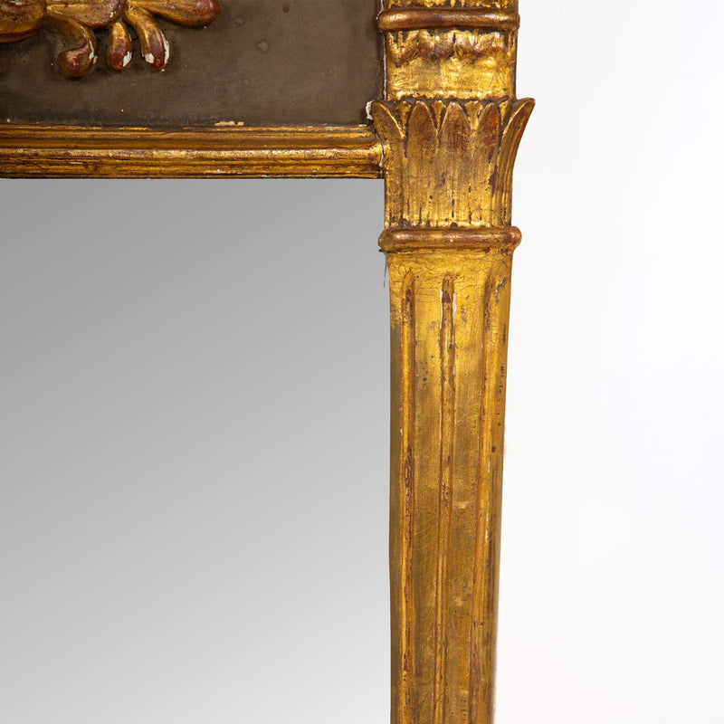 Gilded Reflections: French Empire Giltwood Mirror with Classical Relief