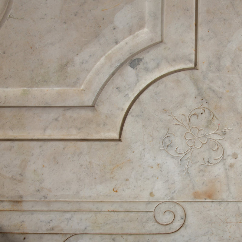 French Industrial Elegance: 19th Century French Butcher Table Carved Marble Top