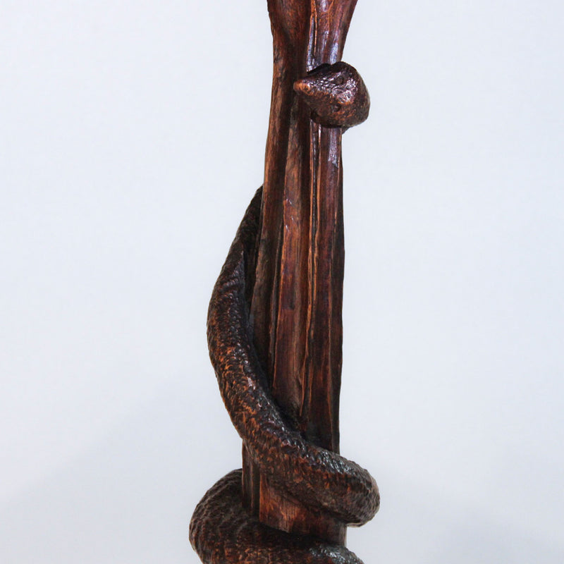 Rare Black Forest Carved Oak Occasional Table with Serpent Pedestal