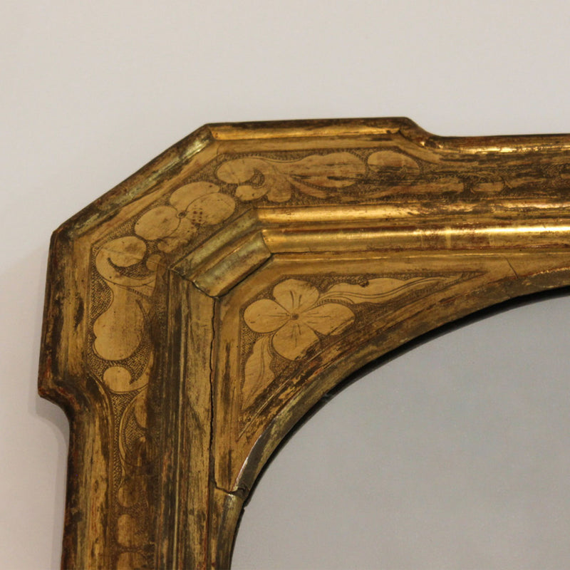 19th Century Italian Sgraffito Mirror Frame in Baroque Style