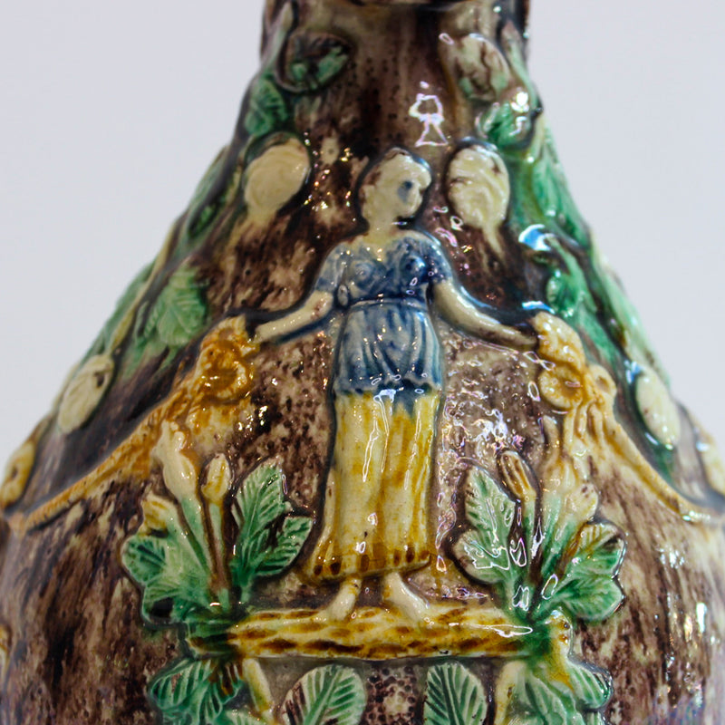 English Majolica Figural Pitcher with Horse-Head Spout and Fish Handle, 19th/20C