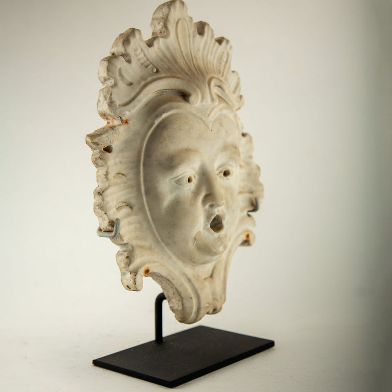 Early 19th Century French Carved Marble Grotto Fountain Mask
