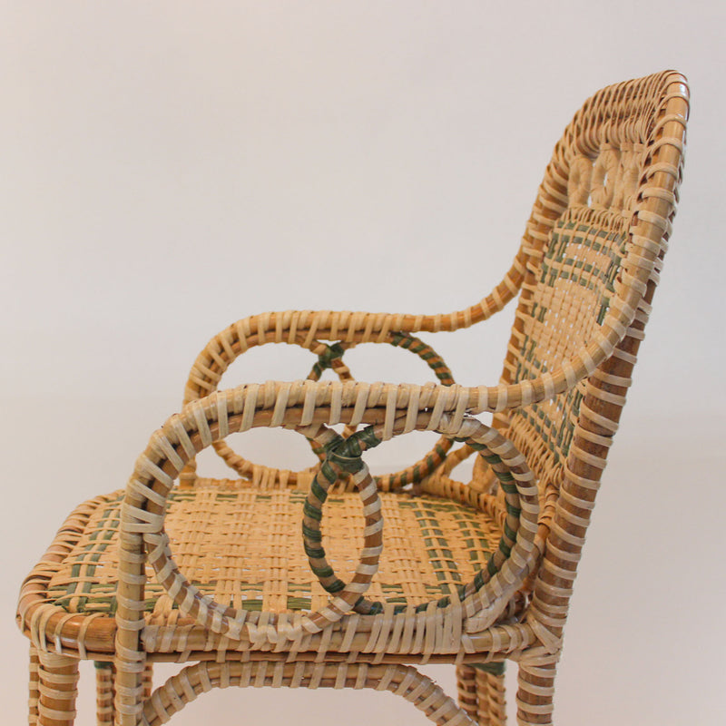 Creel and Gow Handcrafted Rattan Bar Stool with Green Accents
