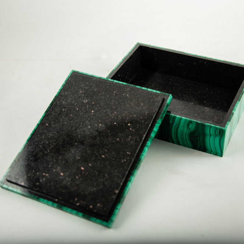 Richly Figured Malachite Box with Fitted Lid 8"