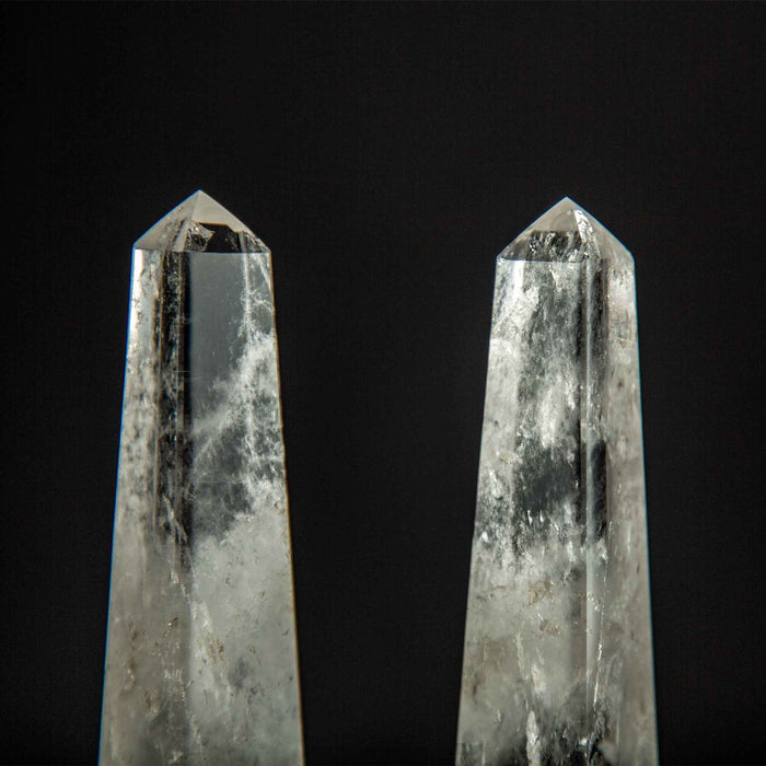 Rock Crystal Obelisk Pair 8"
