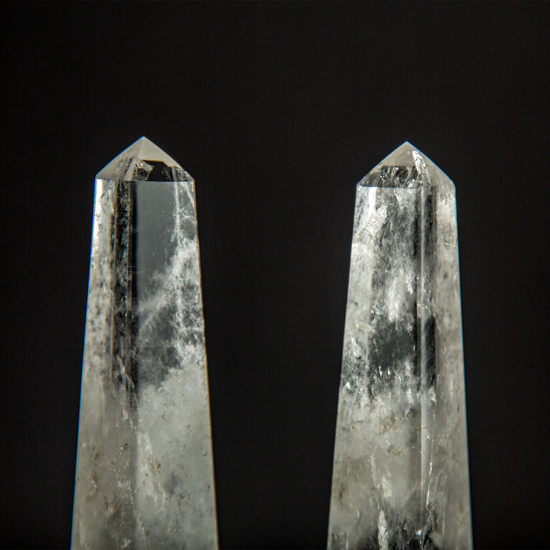 Rock Crystal Obelisk Pair 8"