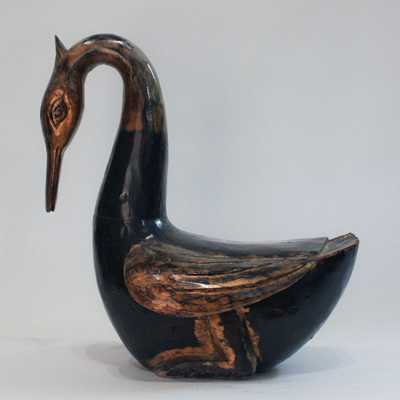 Indonesian Carved Wooden Long-Necked Bird Sculpture, Late 19th–Early 20th C.
