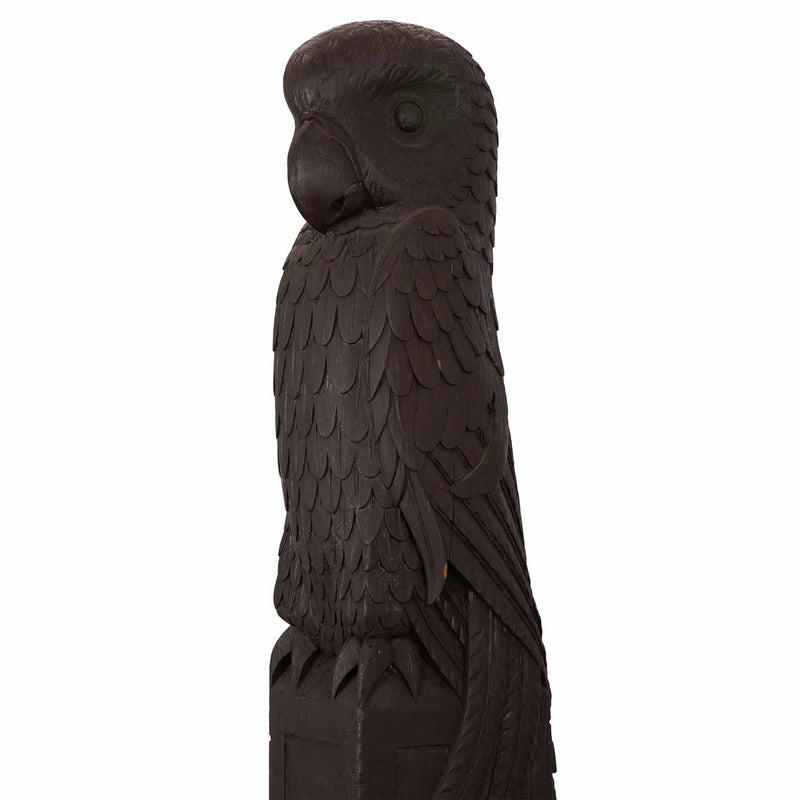 Carved Wooden Parrot Columns