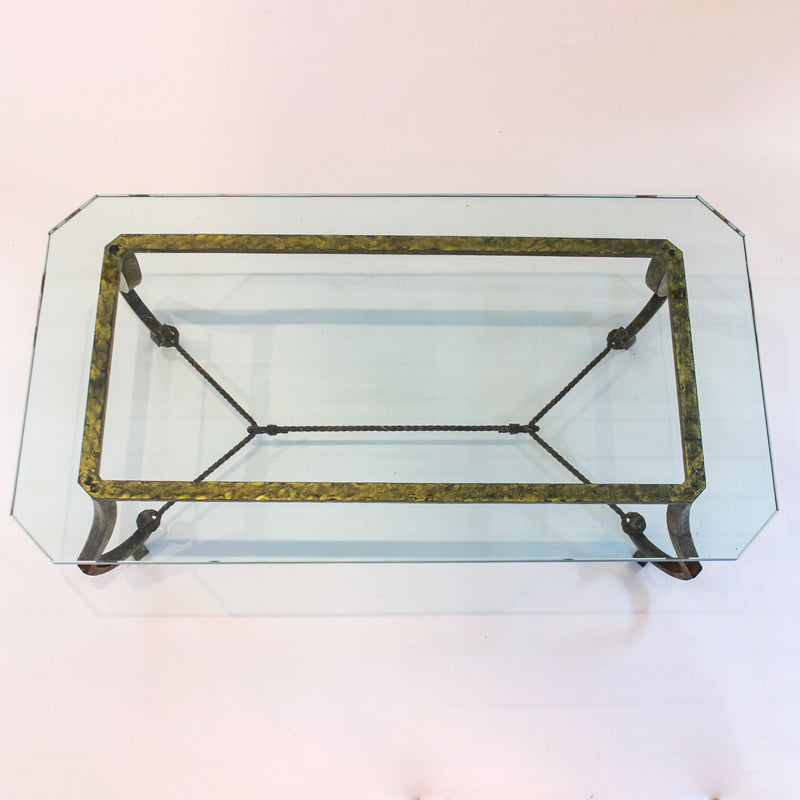 Maison Ramsay Gilt Wrought Iron and Glass Coffee Table