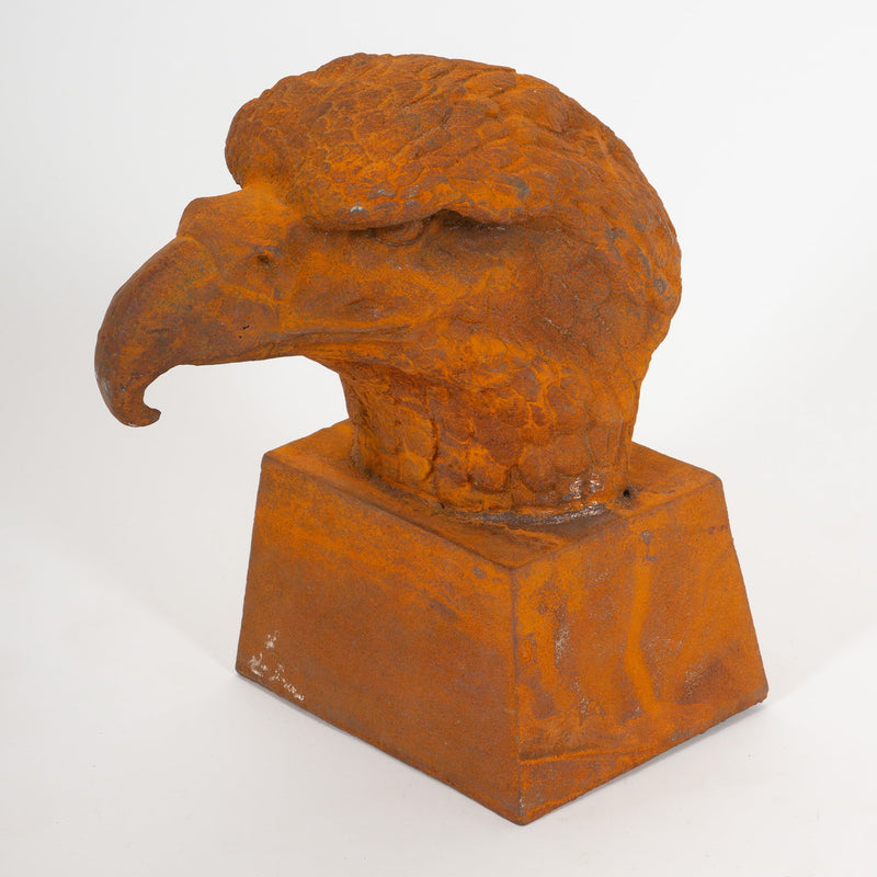 The Watchful Eagle: Iron Cast Eagle Head Sculpture