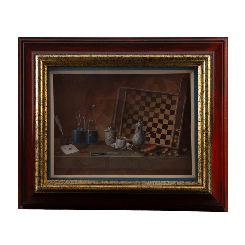 Johann Rudolf Feyerabend, Trompe-l’œil Still Life with Draughts Board, 18th C.
