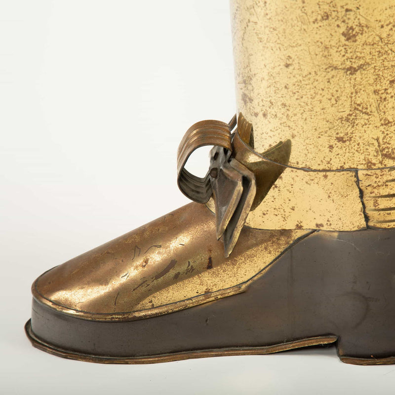 Whimsical Boot-Form Brass Umbrella Stand, Mid-20th Century