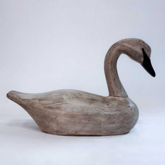 The Gentle Swan: Large Hand-Carved Folk Art Swan
