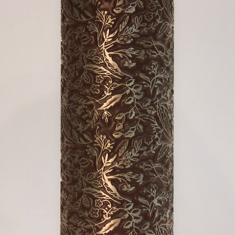 Pair of Vintage Embossed Metal and Wood Wallpaper Printing Roller Table Lamps