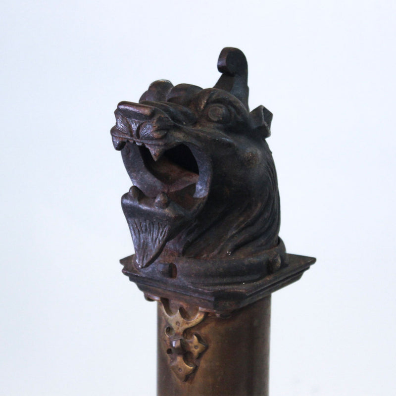 The Fire Breathers: Pair of French Gothic Revival Dragon Head Andirons