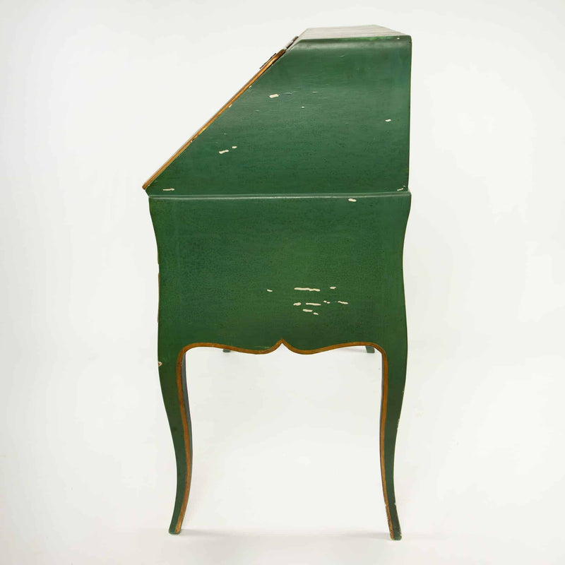 Provincial Green-Painted Slant-Front Desk with Secret Compartment