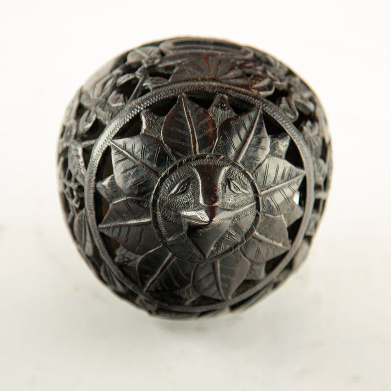 Early 19th C. French Colonial Carved Coconut Curiosity or Possible Money Box