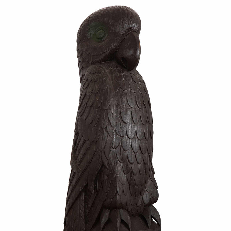 Carved Wooden Parrot Columns