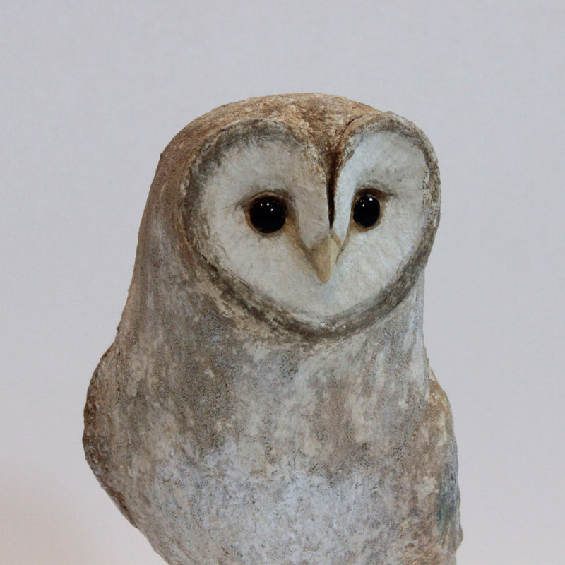 The Silent Watcher: Papier-Mâché Barn Owl, 14" H
