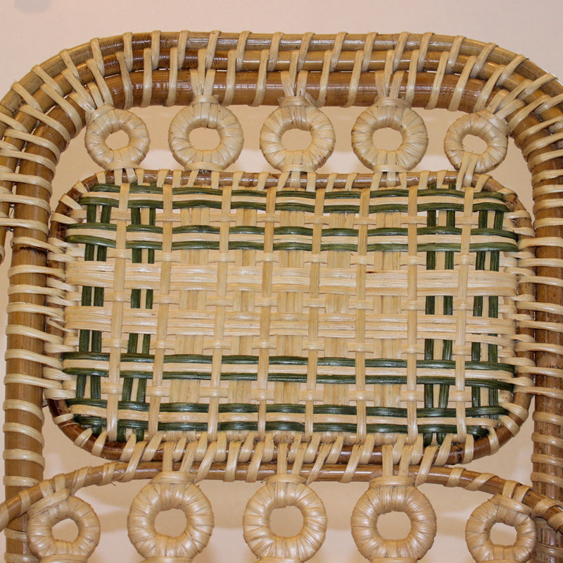 Creel and Gow Handcrafted Rattan Bar Stool with Green Accents