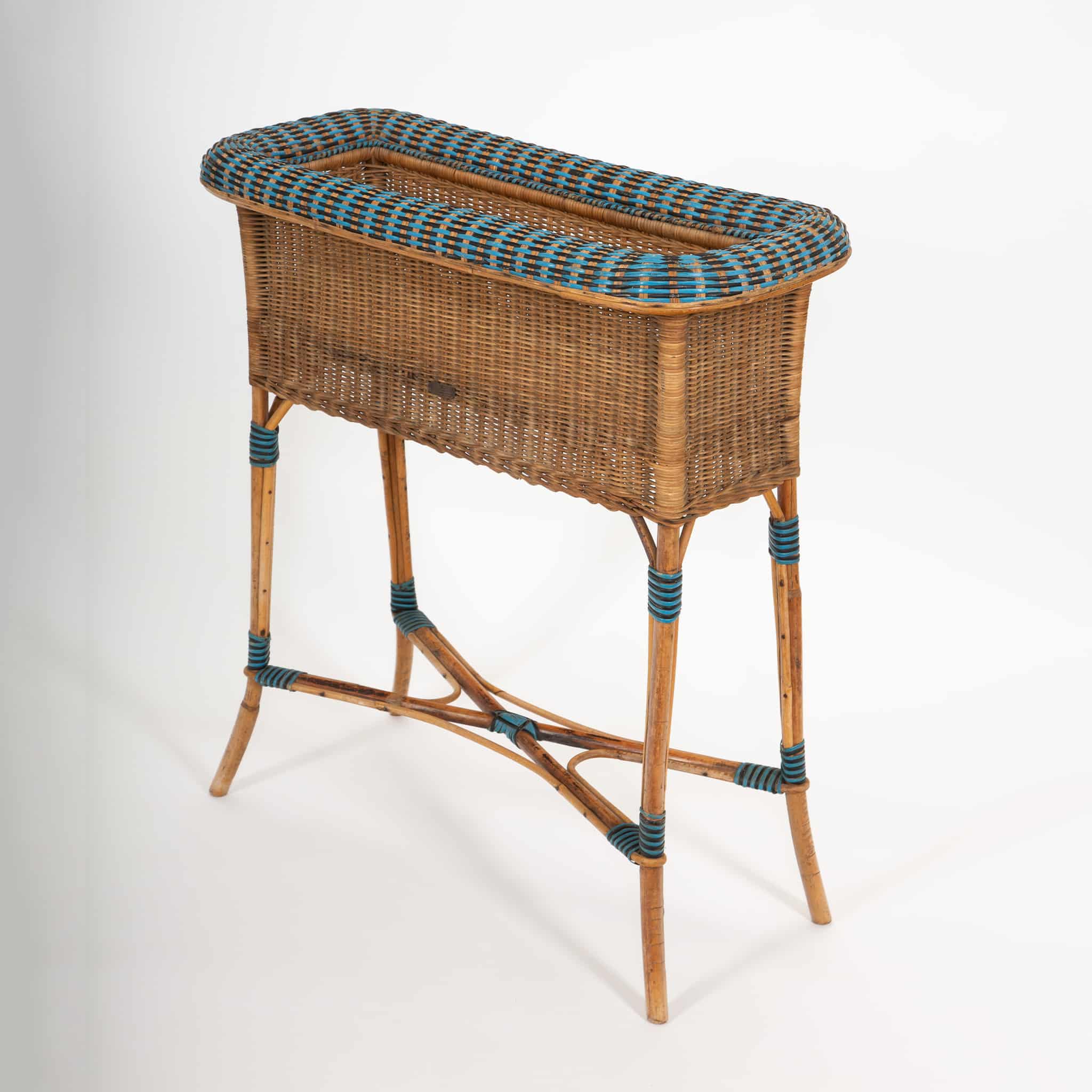 woven rattan planter 20th Century French Rattan Rectangular Planter
