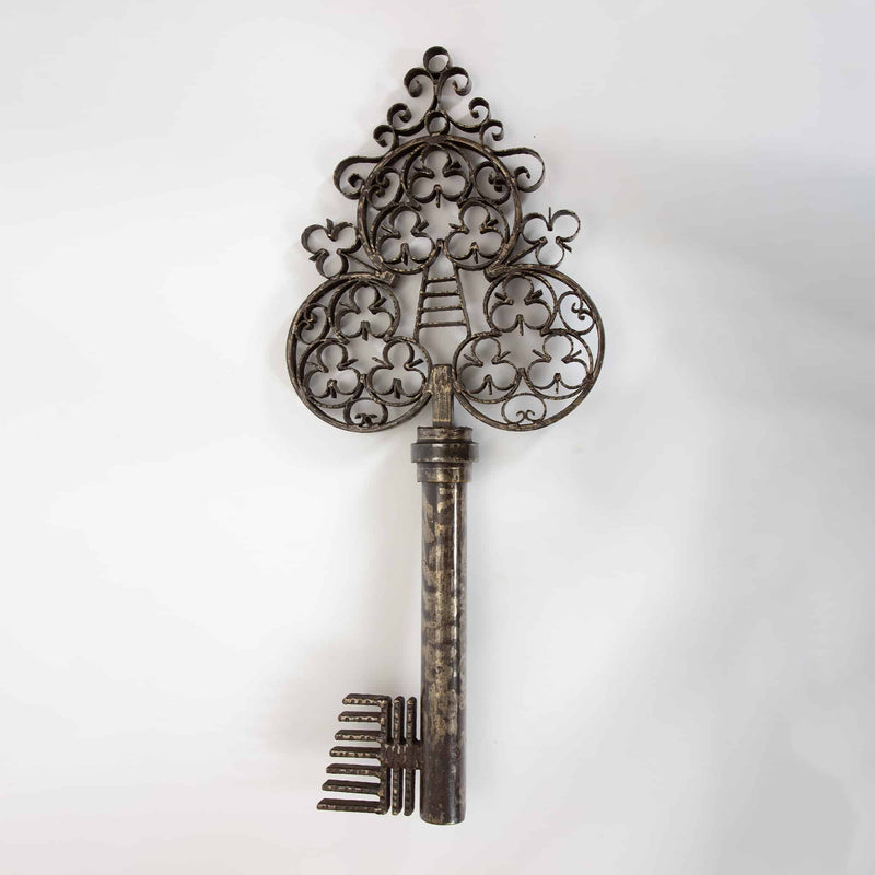Antique European Locksmith’s Trade Sign in the Form of a Key, 40"H