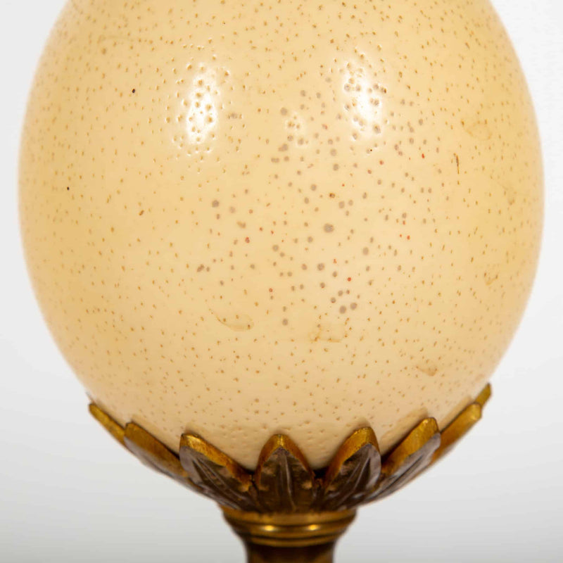Maison Charles–Attributed Pair of Gilt Metal and Ostrich Egg Table Lamps