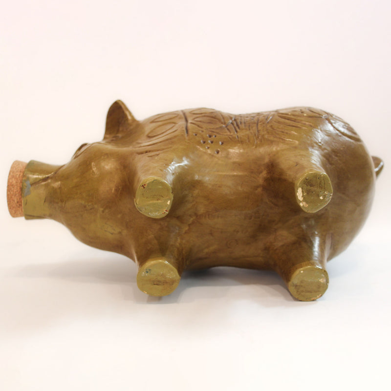 This Little Piggy Saved It All: Large Vintage Folk Art Ceramic Pig Bank
