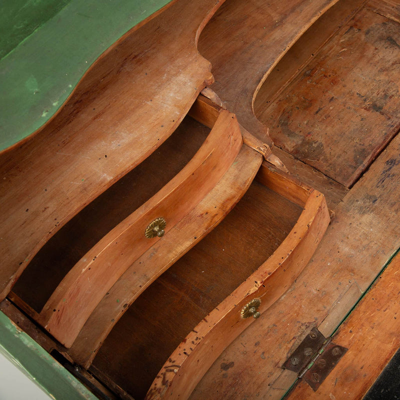 Provincial Green-Painted Slant-Front Desk with Secret Compartment