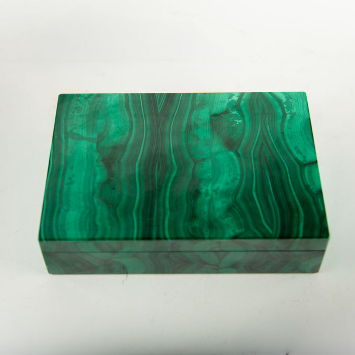 Bookmatched Malachite Box with Gilt Brass Hinge, 7.25"