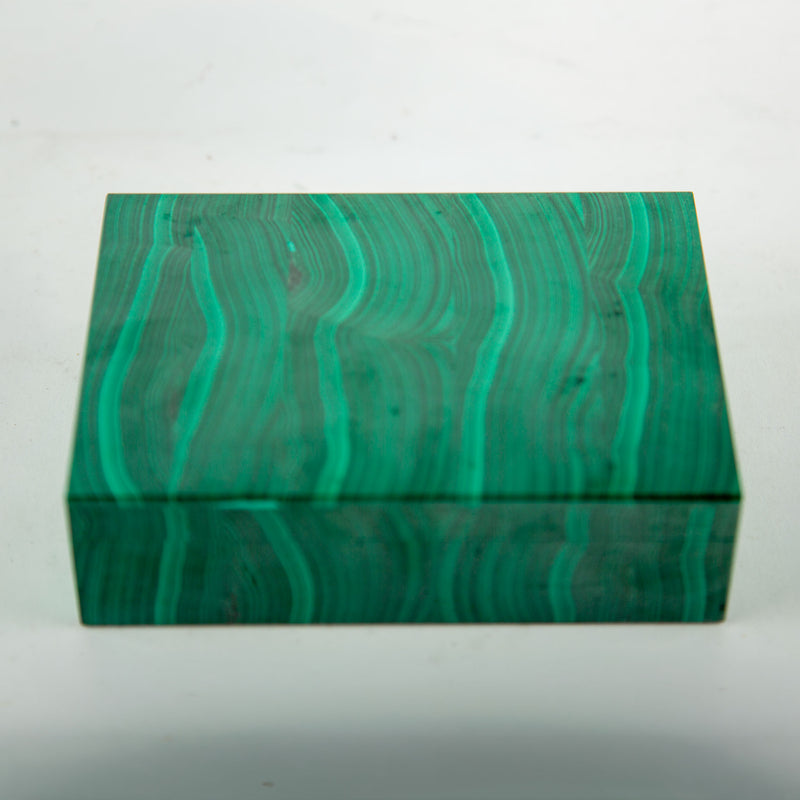 Bookmatched Malachite Box with Gilt Brass Hinge, 7.25"
