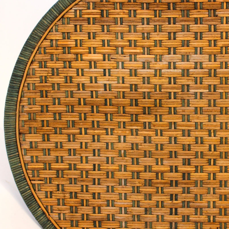 Rattan Blu Round Bistro Table with Verdigris Green Woven Accents