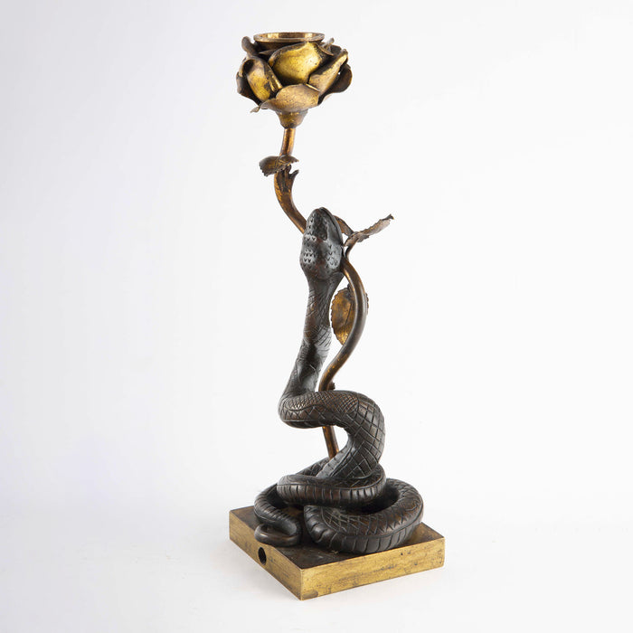 Among Thorns and Scales: Late 19th C Snake & Rose Side Table Light