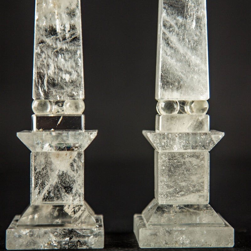 Rock Crystal Obelisks Pair 9.5"