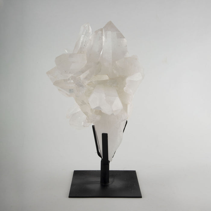 Radiant Rock Crystal Cluster Mounted on Custom Stand, 15"H