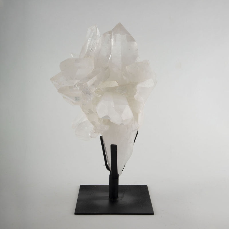 Radiant Rock Crystal Cluster Mounted on Custom Stand, 15"H