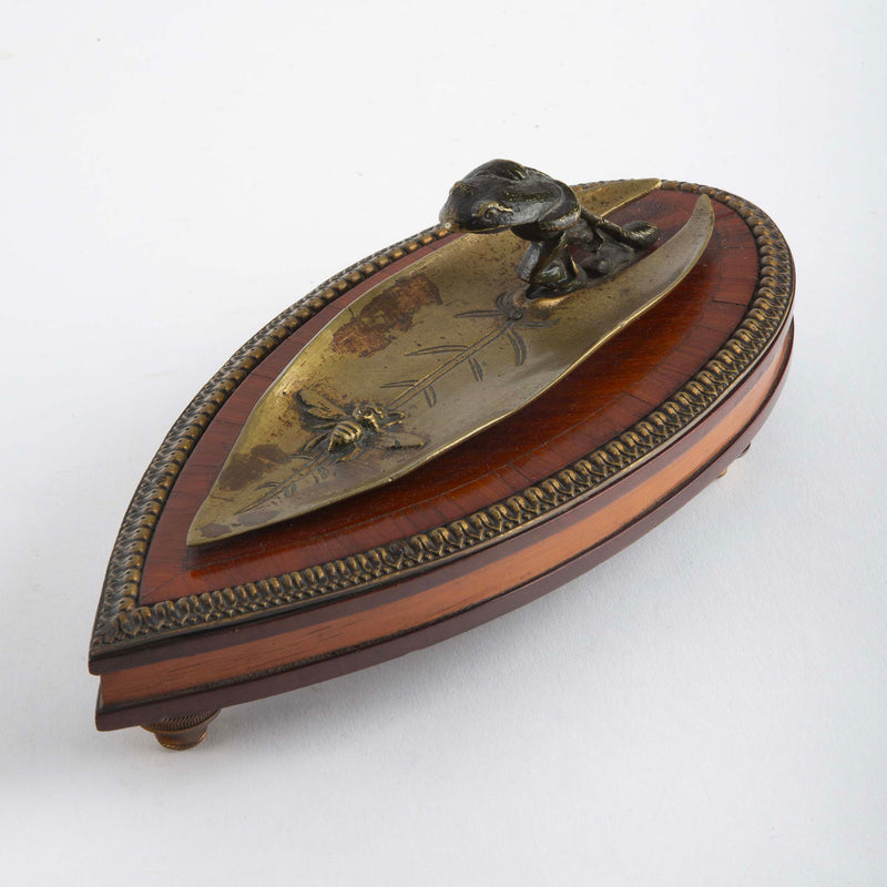The Frog's Leaf: 19th C Art Nouveau Vide-Poche on Mahogany Stand