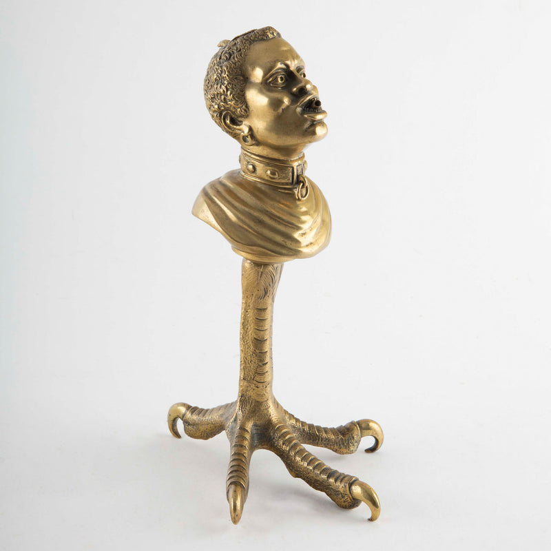 19th Century Victorian Bronze Table Lighter with African Bust