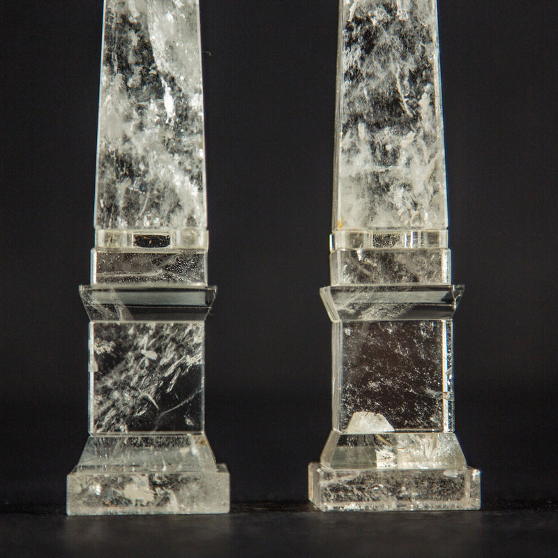 Rock Crystal Obelisk Pair 8"