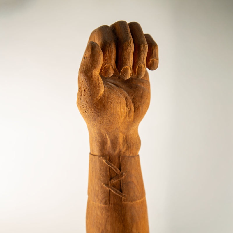 Monumental Hand-Carved Wooden Arm Candle Sconce by C. Balzeau, France, 1980