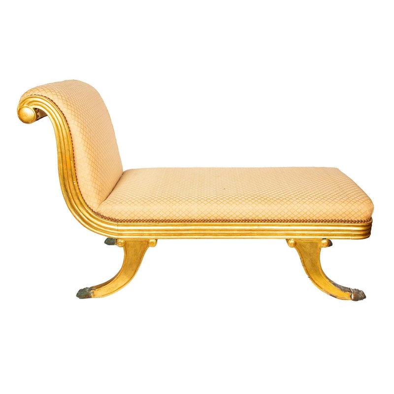 Fine French Empire Carved and Giltwood Méridienne, Circa 1810–1820