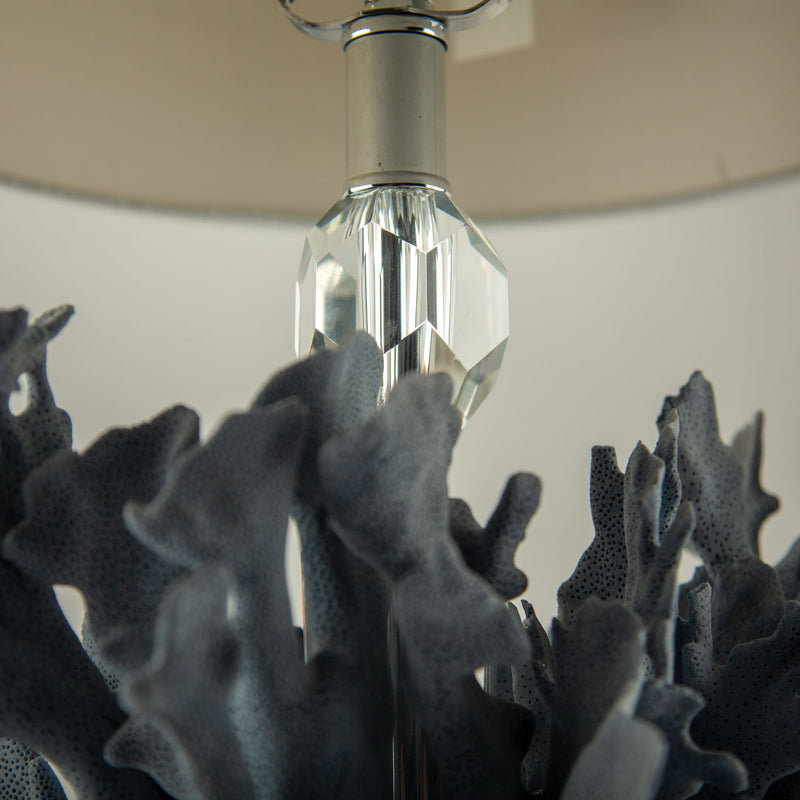 Natural Coral Reef Table Lamp with Blue Gorgonian and White Reef Corals
