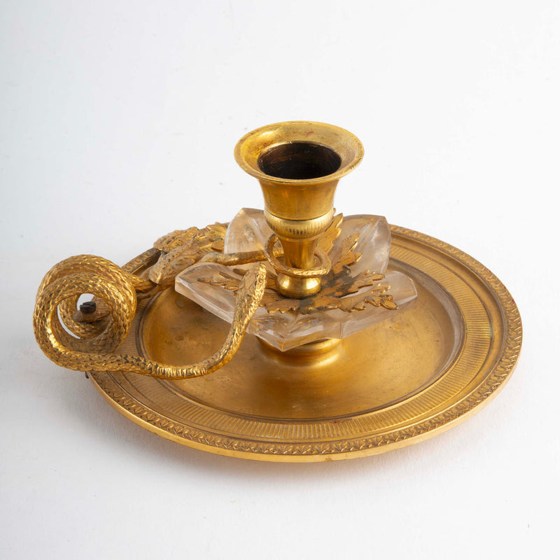 The Serpent's Candle: Neoclassical Gilt Bronze Candlestick