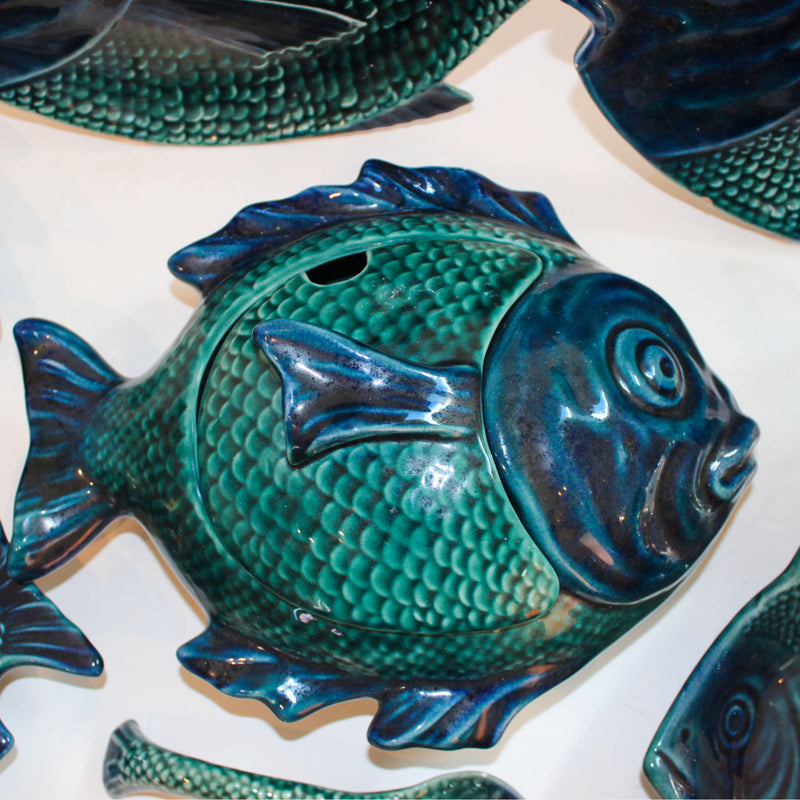 School of Fish: Vintage French Majolica Table Service, 9 Pieces