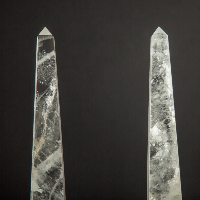 Rock Crystal Obelisk Pair 10.5"