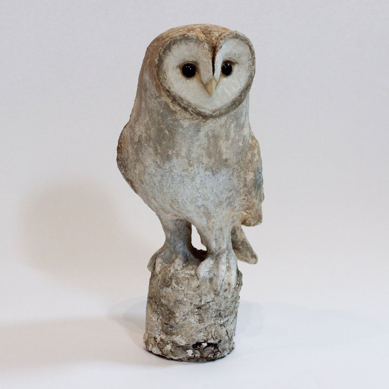 The Silent Watcher: Papier-Mâché Barn Owl, 14" H
