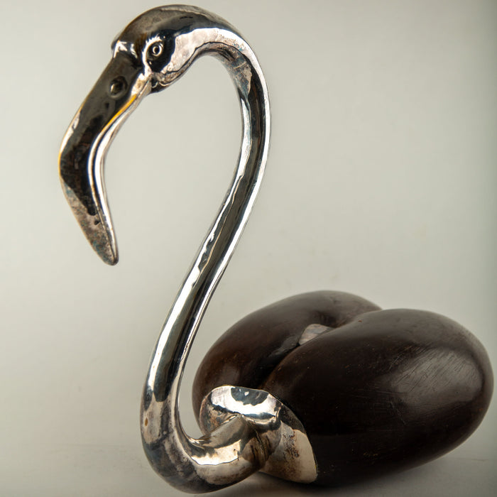Large Coco de Mer Flamingo with Silver-Plated Head and Neck