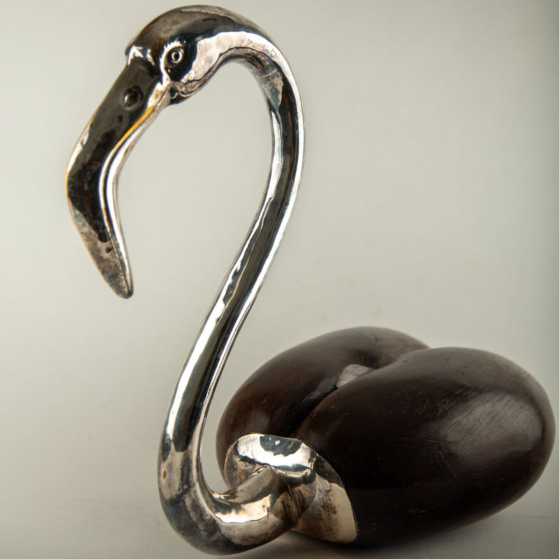 Large Coco de Mer Flamingo with Silver-Plated Head and Neck