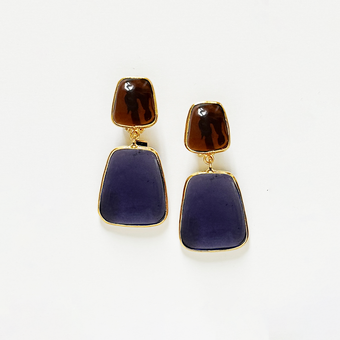 Double Trapeze Earrings Blue / Madre