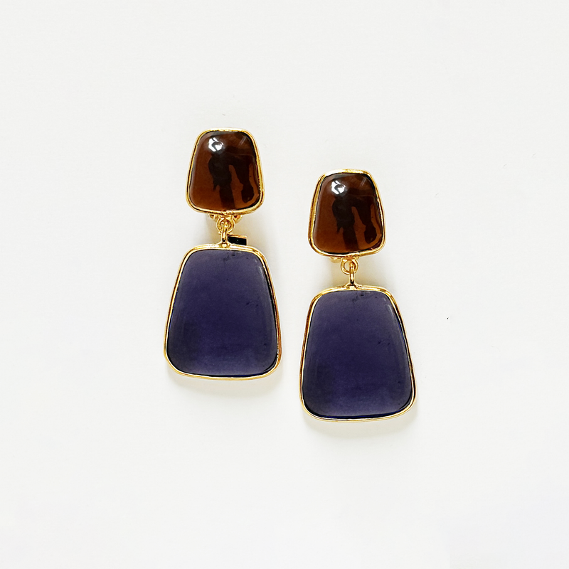 Double Trapeze Earrings Blue / Madre